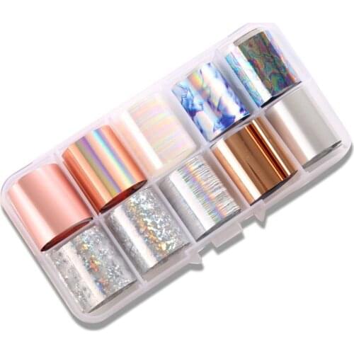 2.5*100cm Holographic Nail Foil Set Transparent Christmas laser Series Transfer Sticker Manicure Nail Art Decals