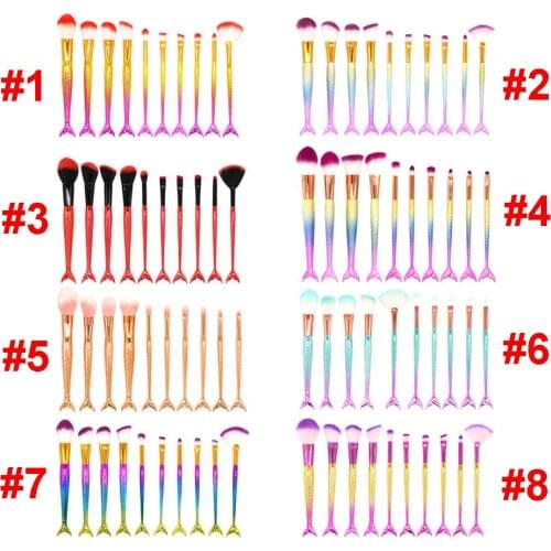 VERONNI Makeup Brushes set 10pcs Tools 3D Fish tail handle brush 8 colors available Brand New drop shipping
