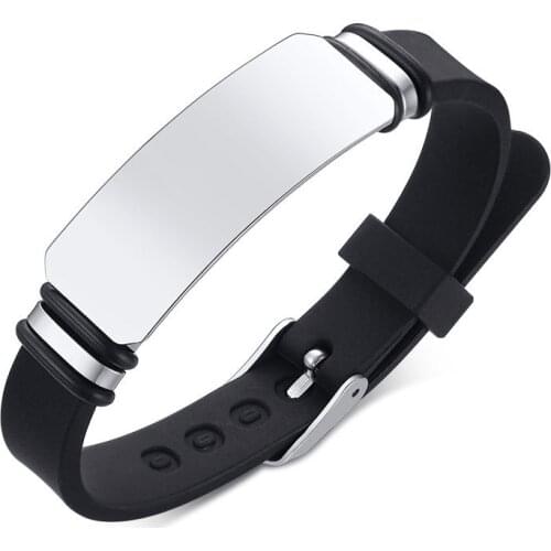 Modyle 2020 New Casual Personalize Engrave Silicone Bracelets for Men Women Stainless Steel ID Tag Custom Sports Gifts Jewelry