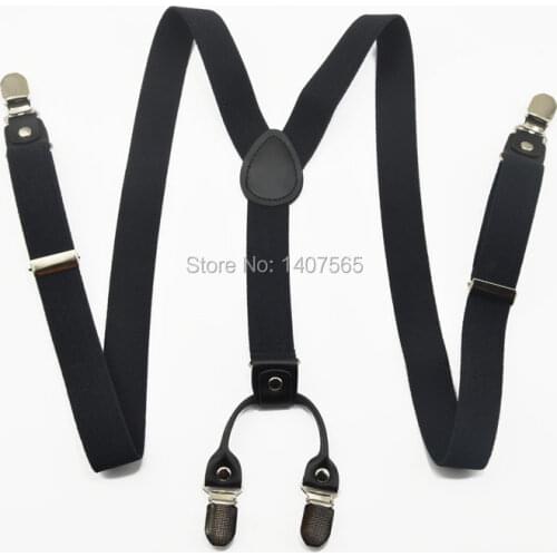 New fashion womens suspenders 2.5cm width 4 clips and Unisex Braces Mens Suspenders black for larger adult 100cm 120cm