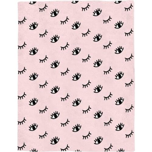Eyelash Throw Blanket Doodle Style Open and Closed Eyes Hand Drawn Sketch Abstract Cute Kids Design Warm Microfiber Blanket