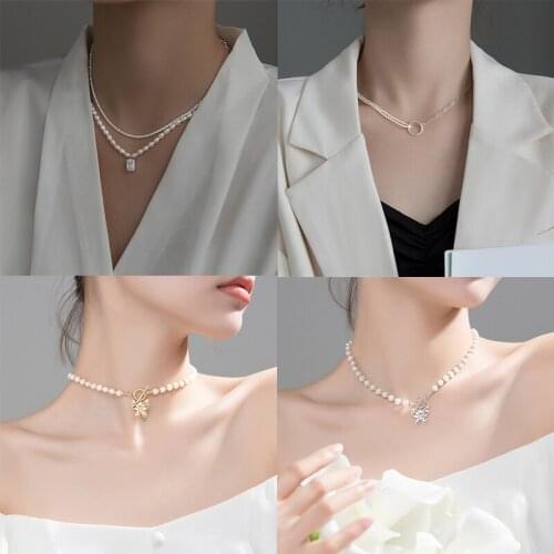 PONYKISS Romantic 925 Sterling Silver Animals Round Pearl Zircon Pendant Necklace Chain for Women Fine Jewelry Anniversary