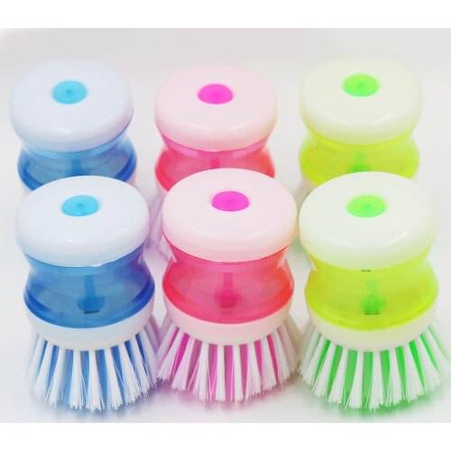 Kitchen Dish Brush With Liquid Soap Dispenser Plastic Pot Dish Cleaning Brush Home Cleaning Products Kitchen Washing Utensils