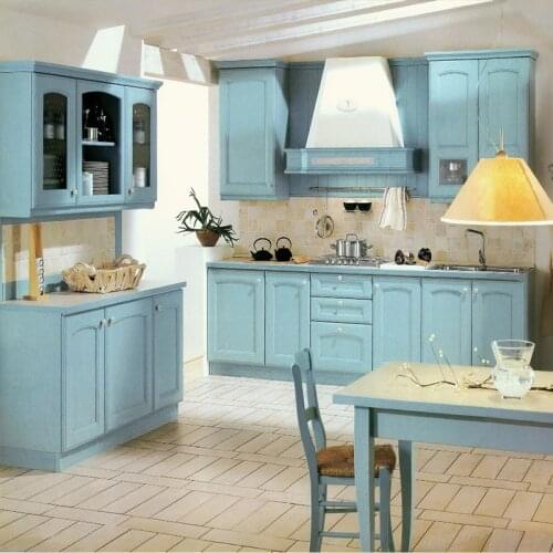Blue wooden kitchen shaker style kitchen