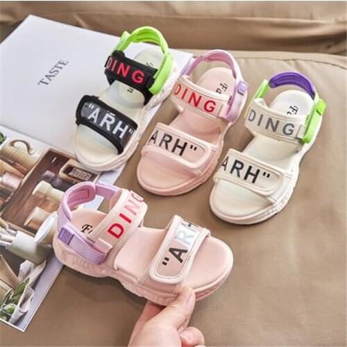 Boys' sports sandals summer 2021 new childrens elastic breathable beach shoes girls' simple soft sole childrens shoes
