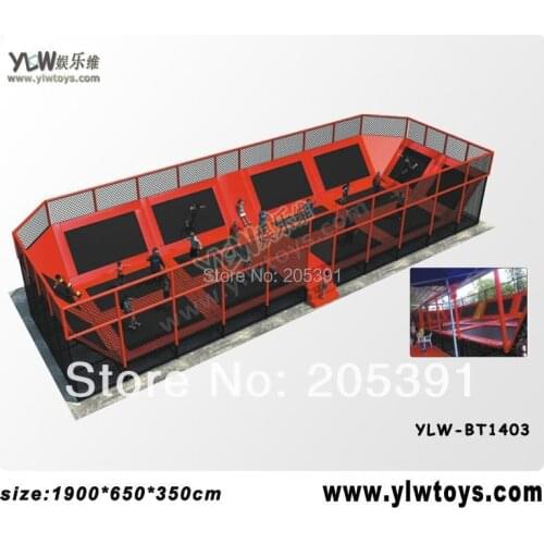 Sport fitness trampoline with net protecting,adults/children indoor trampoline park with basket and pool YLW-BT1403