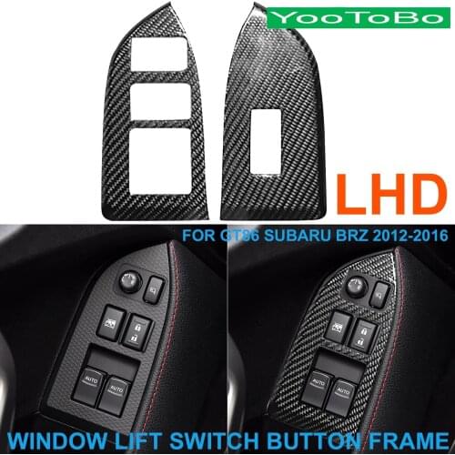 LHD Car Styling Real Carbon Fiber Window Lift Switch Button Regulator Frame Cover Trim Panel For Toyota GT86 Subaru BRZ 2012-16