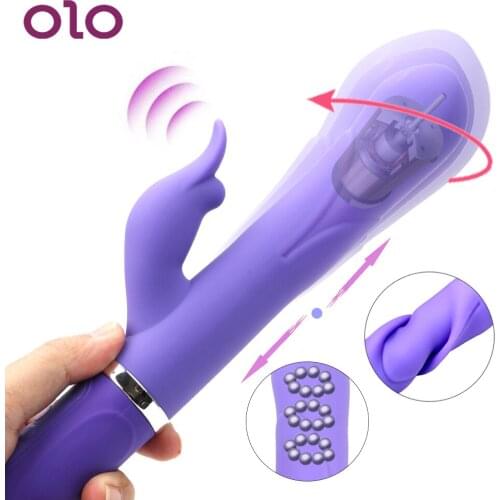 OLO Clitoris Stimulator Telescopic Rotation AV Stick Transfer Beads Wand Dildo Vibrator G-spot Vaginal Massage Sex Toys