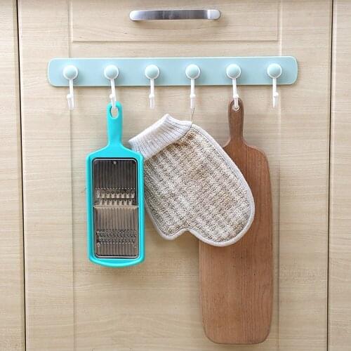 Spoon Scoop Rack 6 Hooks Hanger Bathroom Kitchen Organizer Clothes Holder Hook For Kitchen Bathroom Storage Wall Door