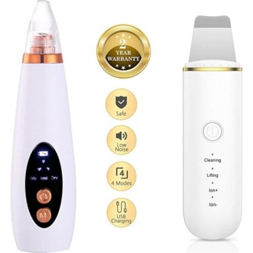 Ultrasonic Scrubber Deep Cleansing Cavitation Peeling Facial Peeling + Microcrystalline Blackhead Vacuum CleanerSkin Care Tools