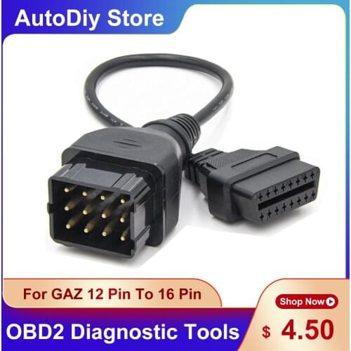 High Quality OBD2 Car Diagnostic Tools OBDⅡ Cables Adapter For GAZ 12 Pin Male to OBD2 16Pin Female Connector Fit For Trunk