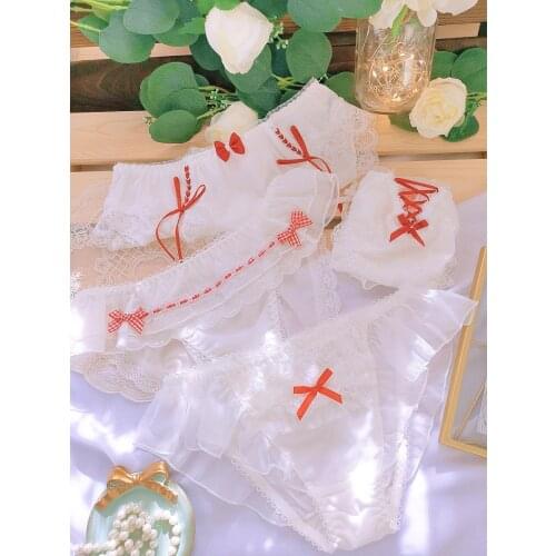 Japanese cute underwear women sweet sexy lace bow bow low waist briefs women without trace