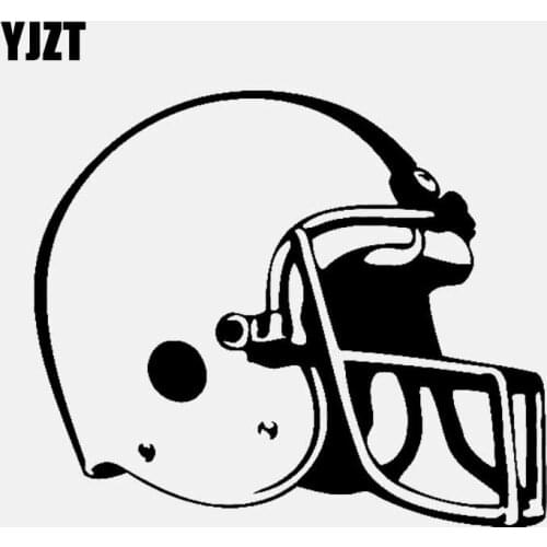 YJZT 13.1CM*11.1CM Vinyl Decal Car Sticker Football Helmet Head Sport Black/Silver C3-1665