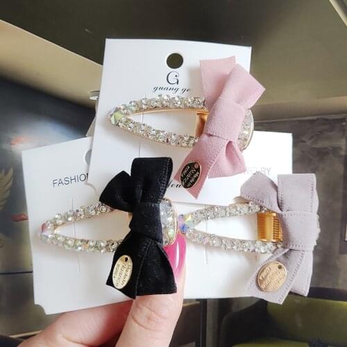 Luxury Shiny Full Crystal Hair Clips Pins Sweet Cloth Bow Geometric Hair Barrette For Women Hairpin Girls Korea Hair Accessories
