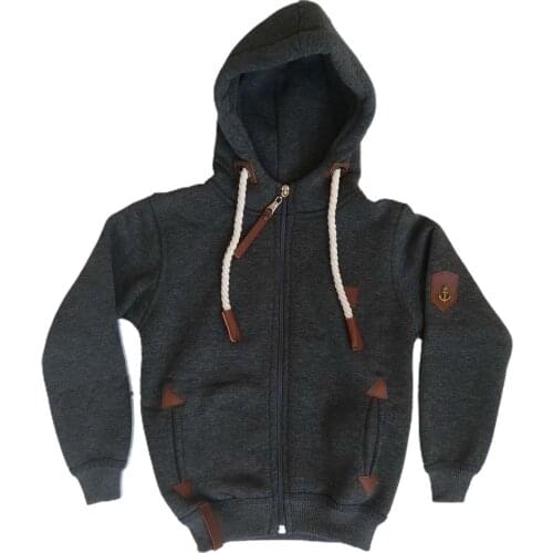 ÇCFK-NAK-G Male and Female Child Hooded Zipper Pocket Inside Furry Sweat Jacket