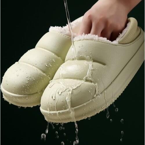 Women Home slippers EVA Light weight Waterproof slippers outdoor warm cotton Plush soft platform shoes for winter Dropshipping
