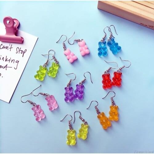1 Pair Creative Cute Mini Gummy Bear Earrings Minimalism Cartoon Design Female Ear Hooks Danglers Gift N20 20 Dropshipping