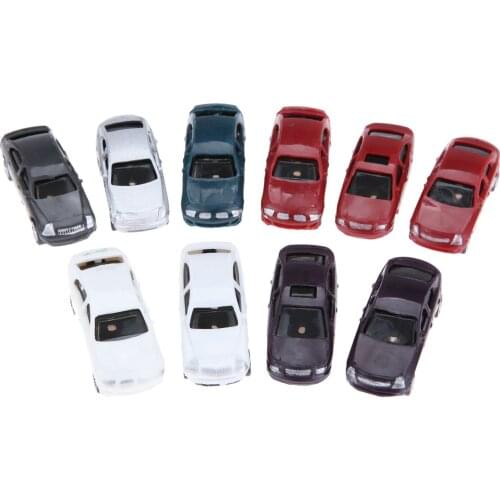 10pcs model cars scale 1:100 Plastic Colorful painted car landscape layout Toy kits 42mm/1.65inch doll models house decoration