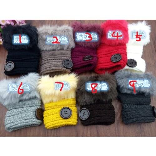 120pairs/lot new fashion winter warm fax fur Knitted Glovers Winter Warmer Mitten Fingerless Gloves with button