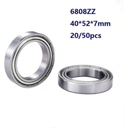 20/50pcs 6808ZZ 6808 ZZ Double metal cover Deep Groove Ball Bearing 40*52*7mm Thin Wall Deep Groove Ball bearing 40×52×7mm