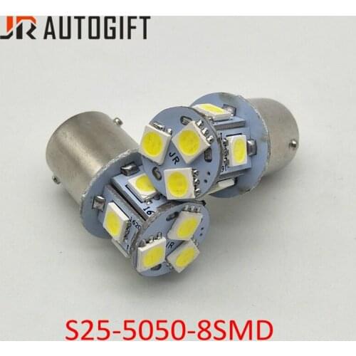 200Pcs car styling 12V 24V S25 P21W BA15S 1156 8 SMD 5050 LED 8SMD Bus Turn signal Light Park Automobile Lamp Wedge Bulbs white