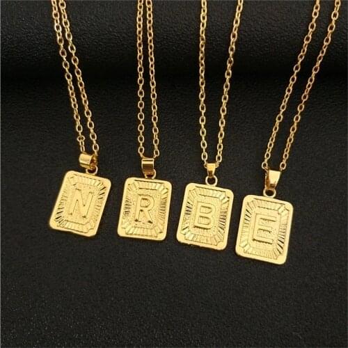 26 Letters Necklace A B C D E F G H I J K L M N O P Q R S T U V W X Y Z Stainless Steel Chain Initial Necklaces Men Women Gift