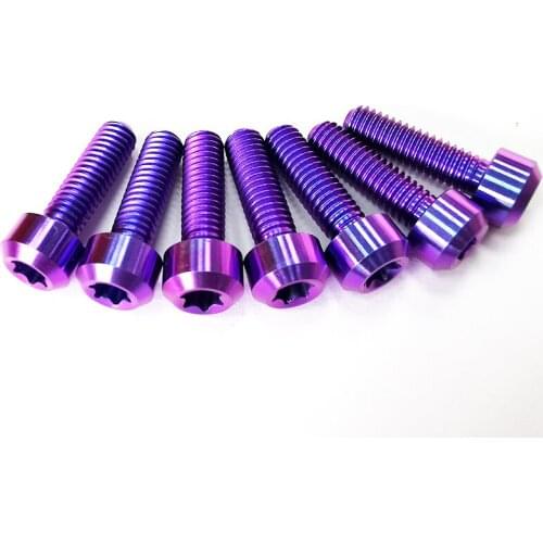 M5 M6 x 10 15 20 25 30 mm Titanium Bolt Flat Torx Button Head DIY Brake Disc Electric Motorcycle Caliper for Bicycle 6 PCS