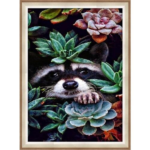 DIY Animal Diamond Painting Full Round Diamond Embroidery Cross Stitch Drill Face& Flowers Home Decor Picture of Rhinestones