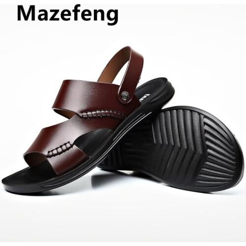 Big Size 44 Men Leather Sandals Summer Classic Men Shoes Slippers Soft Sandals Men Roman Comfortable Outdoor Walking Footwear
