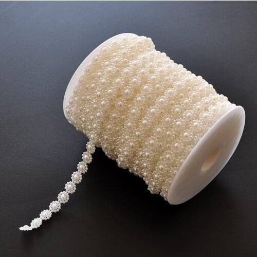 25Meters/Roll White Beige 10MM Sun Flower Artificial Pearls Beads Cotton Bead Chain Party Home Decoration Hand DIY Accessories
