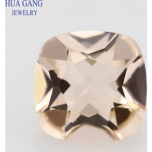 Champagne Color Cushion Cut Shape Princess Cut Loose Glass Beads Synthetic Gems For Jewelry Size 3x3~10x10mm