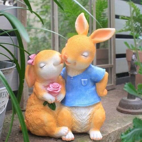 Fairy Garden Cute Figurines Crafts Simulation Couple Cat Rabbit Koala Resin Sculpture Outdoor Park Lawn Accessories Decoration