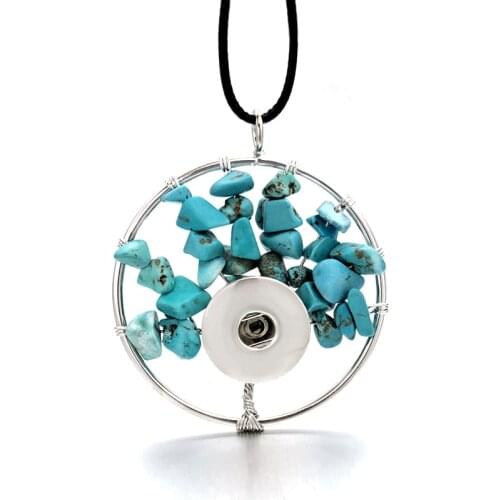 Tree Of Life 276 Choker Necklace Fit 12mm 18mm Snap Button Pendant Necklace Crystal Natural Stone Jewelry Women Christmas Gift