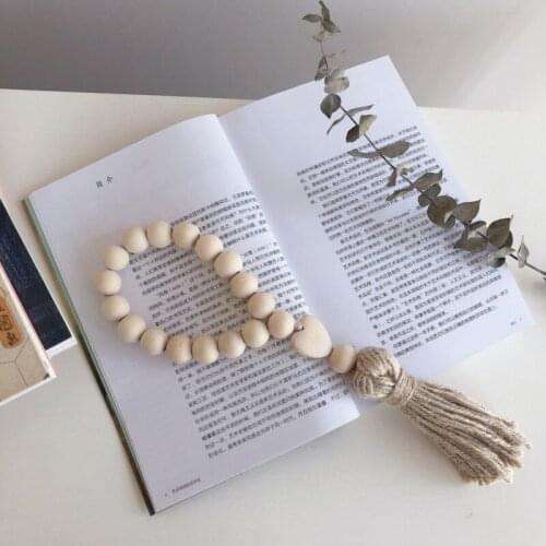 Wood Bead Wall Hanging Garland with Tassels Kids Room Wall Ornament Home Decor Farmhouse Beads Rustic Country Decor 70