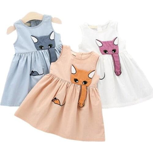 Kid Girls Dress Summer Children Clothing Sleeveless Cat catch Mouse Kids Dresses For Girls Princess Birthday Clothes