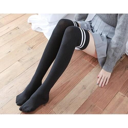 JK Style Knee Long Stocking Japanese Slim Thigh High Preppy Girl Cotton Stocking Over Knee Fashion Stocking 2020