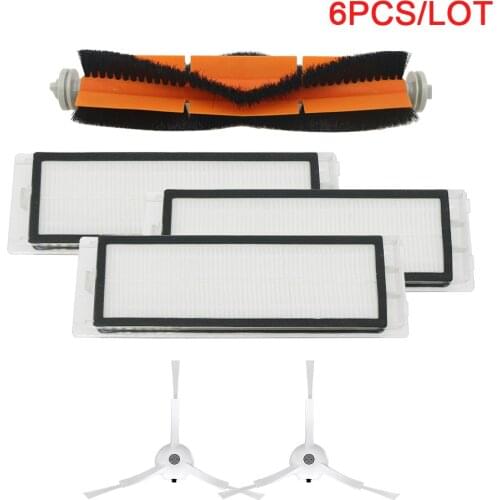 3PCS HEPA filter+1PC main brush+2PCS side brush for Xiaomi Mi Robot roborock S50 S51 s55 T4 T6 T7 T60 Vacuum Cleaner