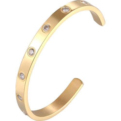 Hot Sell Beautiful 9 Zircon Cuff Love Bangle For Women And Men Top Quality Jewelry Three Size Oval Open Bracelet Wholesale