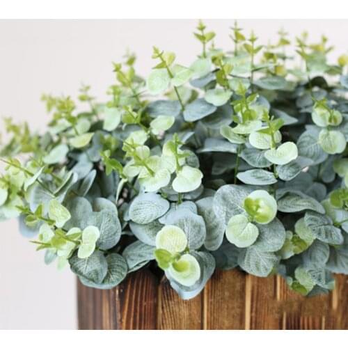 16 Heads Artificial Plants Green Eucalyptus Leaves Wall Home Wedding Decoration Accessories Film Fake Plant Leaf Garden Decor