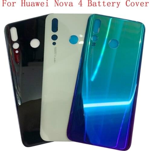 Housing Case Back Glass Battery Cover Rear Door Panel For Huawei Nova 4 VCE-L22 Back Glass Cover with Camera Lens Replacement