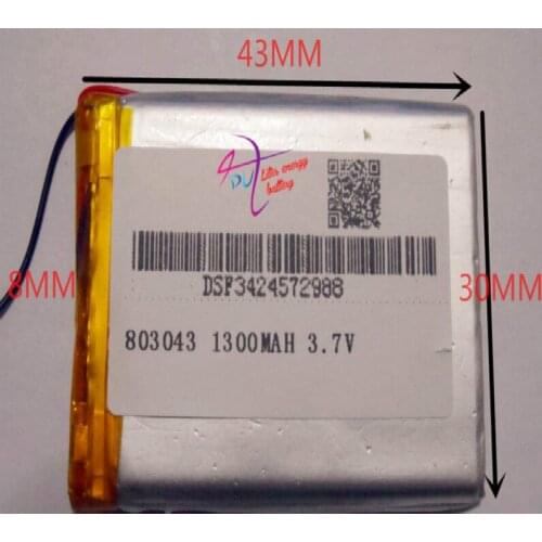 Best battery brand 3.7V lithium polymer battery 803043 083043 MP4 Bluetooth small sound 1300MAH