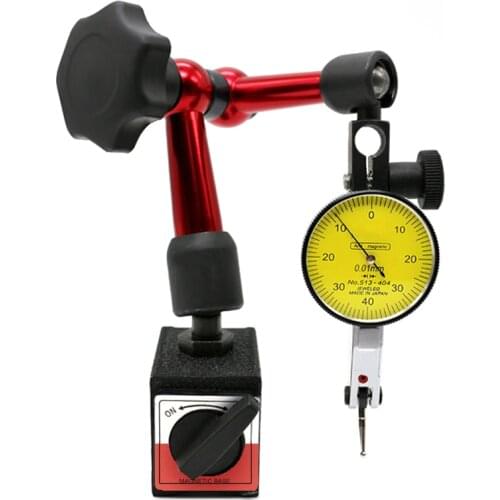 200mm Universal Small Dial Indicator Magnetic Stand Base Holder 0-0.8mm 0.01 Dial Test Comparator For Equipment Calibration