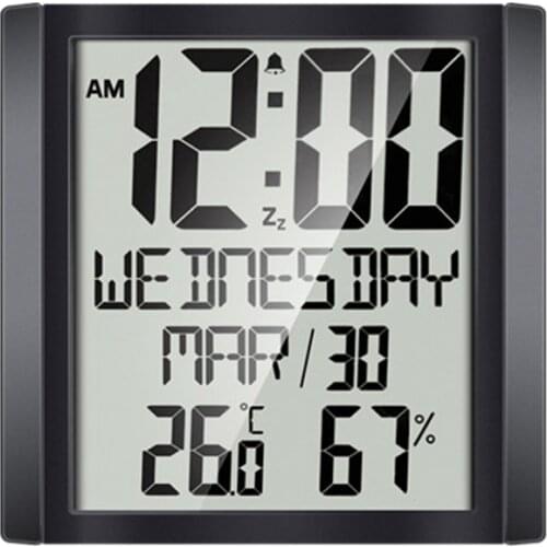 Large Screen Wall Clock Home Temperature and Humidity Meter Alarm Clock Living Room Digital Electronic Clock
