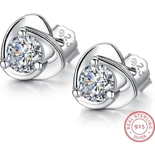 Tender Love 925 Sterling Silver Earrings For Women Jewelry Dazzling Cz Heart Stud Earrings Pendientes Oorbellen wedding gift