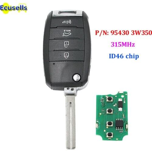 Upgraded Folding flip Remote Key 4 Buttons 315MHz ID46 chip for Kia Sportage 2014-2015 P/N: 95430-3W350