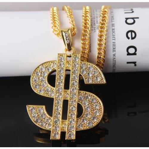 Cxwind Chain Necklaces Hip Hop Rap Charm Singer Money Dollar Sign Pendant Necklace for Women Men Girls Choker Jewelry Gift