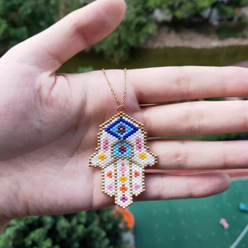 FAIRYWOO White Hand Necklace Bohemian Jewelry Gothic Chains Necklaces For Women Miyuki Bead Pendant Collares Choker Dropshipping