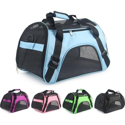 Dropshipping Purple Portable Pet Bag Pink Dog Carrier Bags Blue Cat Carrier Outgoing Travel Breathable Pets Handbag For Cat Dogs