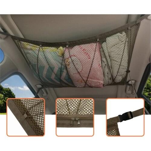 Portable Car Ceiling Storage Net Pocket Roof Interior Cargo Net Bag Car Trunk Storage Pouch Sundries Storage Organizer