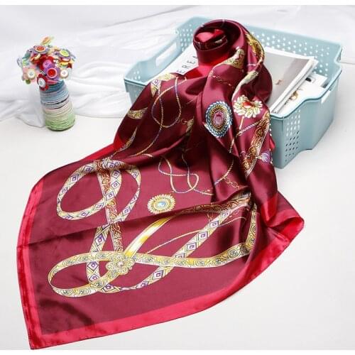 Luxury 2019 Women Fashion Square Scarf Italian Style Belt Print Shawl Hijab Head Neck Soft Headband Bandana Accessories 90*90cm